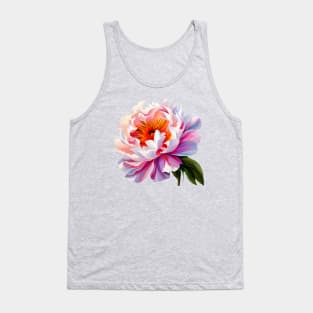 Elegant Ombre Pink Peony Flower Watercolor Floral Art Tank Top